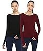 Ap’pulse Women’s Long Sleeve Thumbopen Sports Tshirt(Pack of 2)