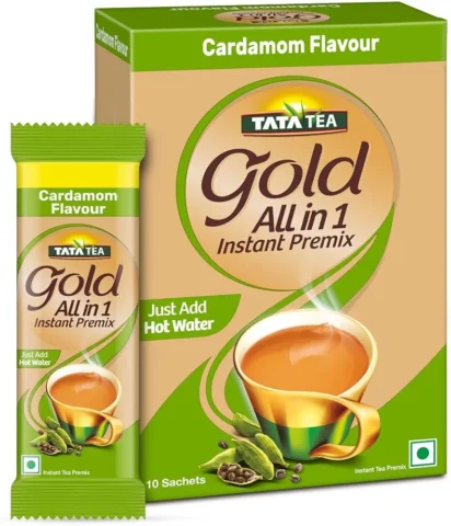 Tata Tea Gold All-in-1 Instant Premix Cardamom Tea, 14g Per Serve, 10 Sachets