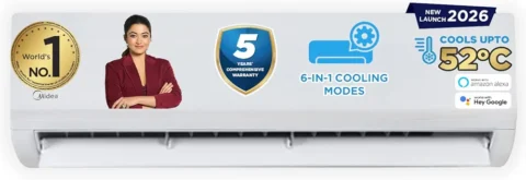 Midea 1.5 Ton 3 Star Wi-Fi AI Inverter Split AC(Copper, Convertible Gear 6-in-1, White)