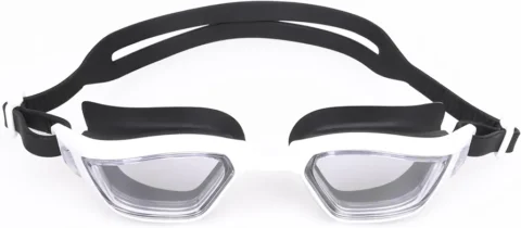 Nivia Visionz Swimming Goggles For Adults, Anti Fog Goggles for Men, Polycarbonate Clear Glass, Silicon Strap, UV Protection, Comfort Fit, Training Swim Goggles For Men & Women – Black/White