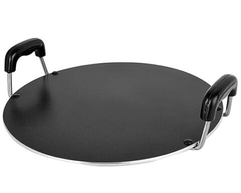 NIRLON Non Stick Aluminium Gas and Stove Tops Friendly Round Dosa Tawa (Black, 28.5cm, Classic_Round Tawa)