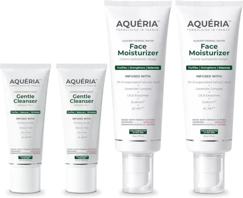 Aqueria Oil Free Gel Based French Face Moisturizer & Oil Control French Face Wash for Oily, Combination & Acne Prone Skin