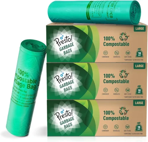 Presto! Amazon Brand – 100% Compostable Garbage Bags Large (L)