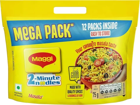 MAGGI 2-Minute Instant Noodles, Favourite Masala Taste, 70/75g each) (weight may vary)