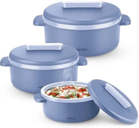 MILTON Micronova Jr. Gift Set Inner Stainless Steel Casserole, Set of 3 (380 ml, Roti