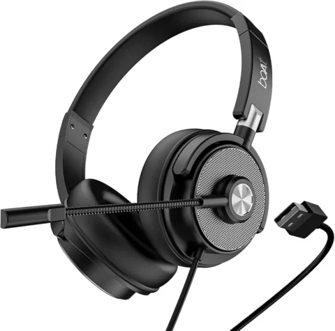 Boat Bassheads 900 Pro Wired Headphones with 40Mm Drivers, Lightweight Foldable Design, Adjustable Headband & USB Type-A Compatibility(Black)