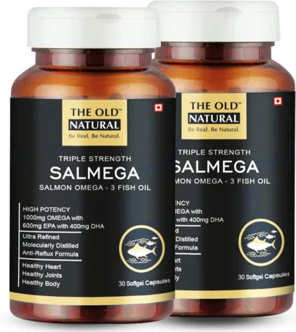 Salmega Triple Strength Salmon Omega-3 Fish Oil 1800Mg, 60 Softgels I High Potency 600Mg Epa & 400Mg Dha With Vitamin E I Ultra Refined, Burp Free (Pack of 2 – 30 Softgels Each)