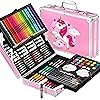 WISHKEY 150 Pieces Colour Set Kit for Kids, Complete Stationery Items and Colour Pencil Set in Portable Case, Creative Birthday Gift for Kids and Gift for Girls Age 12-14 Years