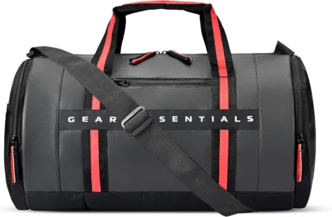Gear Men/Women Clubsport 26L Medium Faux-Leather Water Resistant Travel Rolling Garment Bag, Duffle Bag/Gym Bag/Sports Duffle / (Black Red), Multicolor