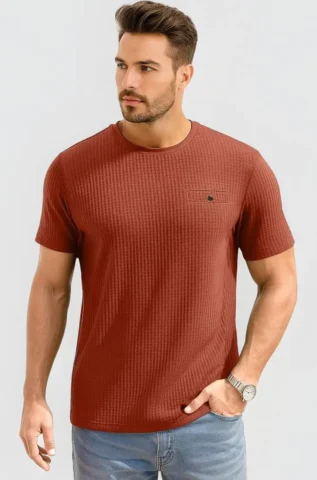 AWG ALL WEATHER GEAR Men Solid Waffle Crew Neck Tshirt