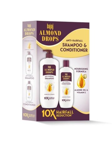 BAJAJ CONSUMER CARE Almond Drops Anti-Hairfall Combo – Shampoo 340ml & Conditioner 175ml – Hair Care Combo for Unisex