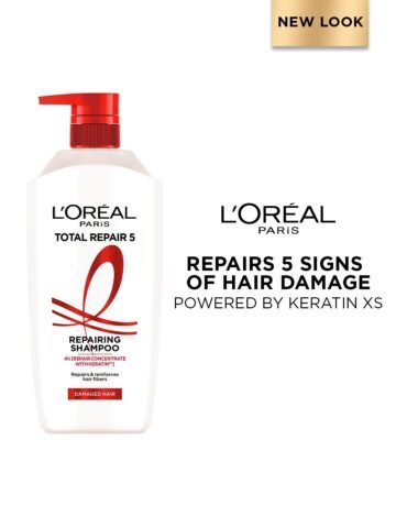 LOreal Paris Total Repair 5 Repairing Shampoo with Keratin XS Technology – 1 L – Shampoo for Women